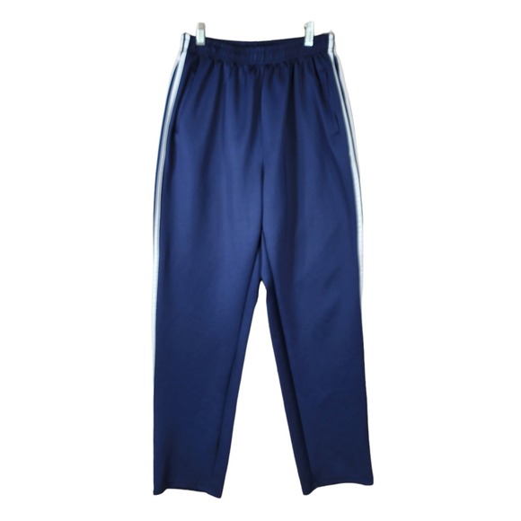 Adidas Mens Joggers Sweatpants M Navy Blue White 3 Stripes Pockets Heavyweight - Picture 1 of 10